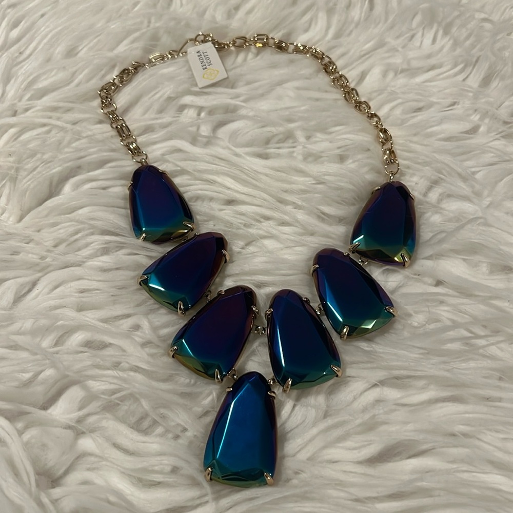 NWT Kendra Scott Necklace - Gold & Blue Statement Piece